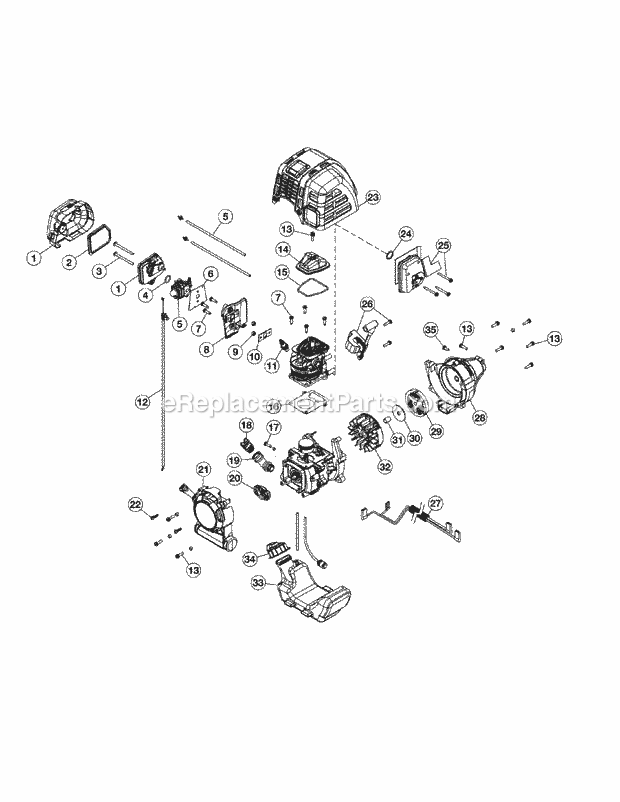 Engine Assembly Diagram and Parts List for ST432 41AD432G950 Cub Cadet Trimmer
